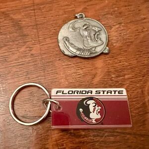 Lot 2 Florida State University Seminoles Mascot Logo JEI Pendant & Keychain NCAA